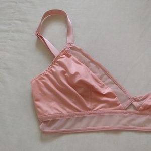 VS Unlined Mesh Triangle Keyhole Bralette, L Pink